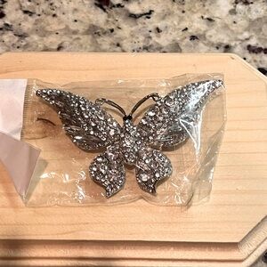 NWT Butterfly Silver Brooch.  Beautiful rhinestones. Make me an offer. 🤗